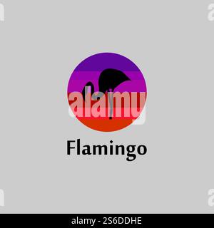 flamingo Silhouette Szene bei Sonnenuntergang Logo Design Vektor Stock Vektor