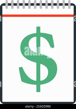 Symbol „Dollarkalender“. Flaches Farbdesign. Vektorgrafik. Stock Vektor