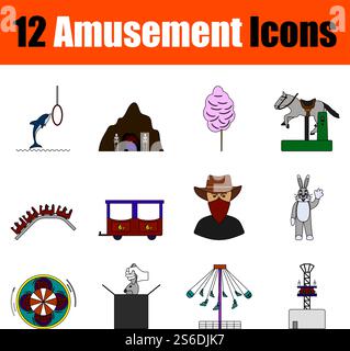 Symbol Für Unterhaltung Eingestellt. Flaches Design Mit Konturen, Die Bearbeitet Werden Können. Vektorgrafik. Stock Vektor