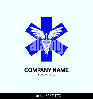 Caduceus, Caduceus-Logo-Symbol für konzeptionelle Vektorgrafiken im medizinischen Gesundheitswesen Stock Vektor