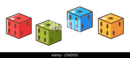Würfel, die die Anzahl der Löcher anzeigen, isoliertes Symbol der Würfel für Spiele. RPG oder Board, Hobby und Unterhaltung für Familie und Kinder. Wettkampf und Sieg, Spielzeug für Kinder. Vektor in abgewickelter Form. Würfel mit Löchern für Zahlen, rpg-Spielwürfel Stock Vektor