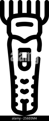 Haarschneider Friseur Zubehör Linie Symbol Vektor. Zubehörschild für Haarschneider. Schwarze Abbildung des isolierten Kontursymbols. Haarschneider Friseur Zubehör Linie Symbol Vektor Illustration Stock Vektor