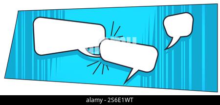 Gedankenblasen oder Dialogfelder, wechselnde Botschaften oder Ideen. Comic-Stil und Kommunikation. Trendiges Pop-Art-Design der Konversationsanwendung. Sprechen Sie online in Textform. Vektor in der Ebene. Chat-Bubbles im Pop-Art-Stil, Comics-Bücher signieren Stock Vektor