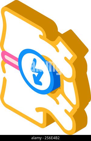 Wirbelsäulenschnitt Ach isometrischer Symbolvektor. Wirbelsäulenschnitt-Schmerzzeichen. Isolierte Symboldarstellung. Wirbelsäulenschnitt Ach isometrische Symbolvektorillustration Stock Vektor