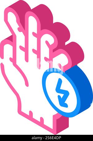 Gebrochene Finger schneiden Ach isometrischer Symbolvektor. Gebrochene Finger schneiden Schmerzzeichen. Isolierte Symboldarstellung. Gebrochene Finger Schneiden Ach isometrischer Symbolvektor Illustration Stock Vektor