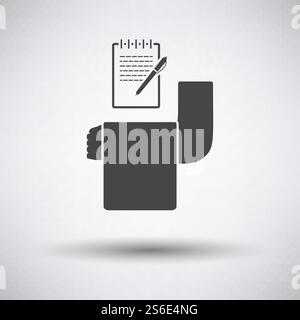 Die Bedienung Nimmt Das Symbol Oder. Dunkelgrau auf grauem Hintergrund mit rundem Schatten. Vektorgrafik. Stock Vektor