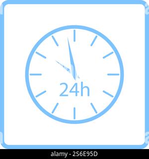 24-Stunden-Uhr-Symbol. Design Mit Blauem Rahmen. Vektorgrafik. Stock Vektor