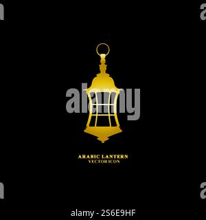 Arabische Laterne flache Symbole gesetzt. Ramadan-Laterne für mobile Anwendung. Muslimisches Dekorationssymbol. Östliche traditionelle Kultur Vektor-Illustration isoliert auf schwarzem Hintergrund. Stock Vektor