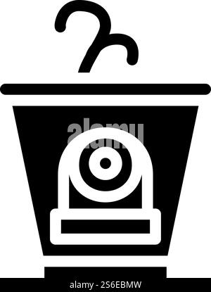 Verborgener Glyphe-Symbolvektor der Kamera. Verborgenes Kamerafild. Schwarze Abbildung des isolierten Kontursymbols. Verborgene Kamera Glyphe Symbol Vektor Illustration flach Stock Vektor