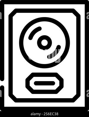 Goldene Scheibe Linie Symbol Vektor. Goldenes Schild mit Scheibe. Schwarze Abbildung des isolierten Kontursymbols. Goldene Scheibe Linie Symbol Vektor Illustration flach Stock Vektor