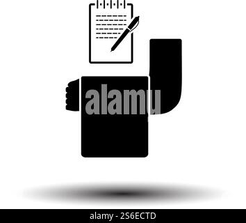 Die Bedienung Nimmt Das Symbol Oder. Schwarz auf weißem Hintergrund mit Schatten. Vektorgrafik. Stock Vektor