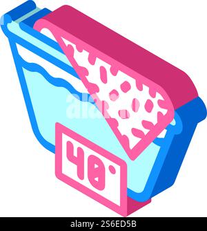 Waschen Sie den isometrischen Symbolvektor bei bis zu 40 Grad. Schild bis zu 40 Grad waschen. Isolierte Symboldarstellung. Waschen Sie isometrische Symbolvektorgrafik bei bis zu 40 Grad Stock Vektor