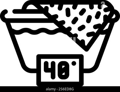 Waschen Sie den Linien-Symbol-Vektor bis zu 40 Grad. Schild bis zu 40 Grad waschen. Schwarze Abbildung des isolierten Kontursymbols. Waschen bis zu 40 Grad Liniensymbol Vektorillustration Stock Vektor