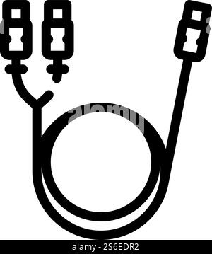 Elektronisches Kabel für Kameralinie-Symbolvektor. Elektronisches Kabel für Kamerafild. Schwarze Abbildung des isolierten Kontursymbols. Elektronisches Kabel für die Illustration der Kameralinie Stock Vektor