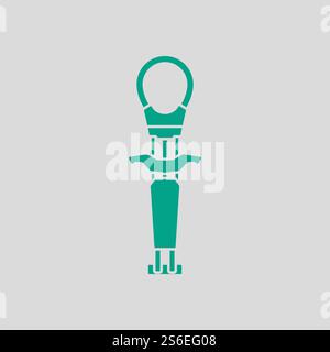 Alpinist Camalot Ikone. Grün auf grauem Hintergrund. Vektorgrafik. Stock Vektor