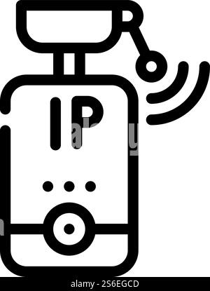 Symbolvektor der ip-Kamera. ip-Kamera-Schild. Schwarze Abbildung des isolierten Kontursymbols. ip-Kameradymbol Vektorgrafik flach Stock Vektor