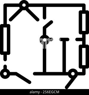 Kamera Platzierungslinie Symbolvektor. Schild für Kameraplanung. Schwarze Abbildung des isolierten Kontursymbols. Vektorgrafik des Symbols für die Platzierung der Kamera Stock Vektor
