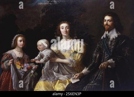 Gerrit van Honthorst (Utrecht 1590–1656): George Villiers, 1. Duke of Buckingham (1592–1628) mit seiner Familie Stockfoto