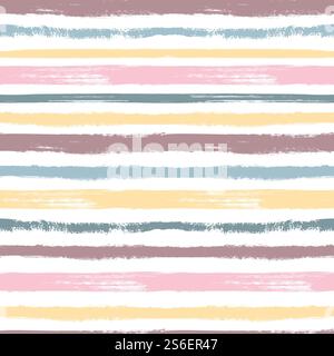 Pinselmuster. Pastellstreifen, Grunge-Grafik, farbenfrohe, nahtlose Textur. Pinsel für Kindertextilien. Hintergrund des Tintenvektors. Illustrationsmuster Pinsel künstlerische, nahtlose Pastellfarben. Pinselmuster. Pastellstreifen, Grunge-Grafik, farbenfrohe, nahtlose Textur. Pinsel für Kindertextilien. Hintergrund des Tintenvektors Stock Vektor