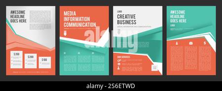 Geschäftsflyer. Farbige Seiten der Produktbroschüre für Werbeanzeigen mit Platz für Text-Vektor-Design-Kollektion. Vorlage für Präsentationsbanner. Illustrationsbroschüre Geschäftslayout, Design-Banner-Faltblatt. Geschäftsflyer. Farbige Seiten der Produktbroschüre für Werbeanzeigen mit Platz für Text-Vektor-Design-Kollektion. Vorlage für Präsentationsbanner Stock Vektor