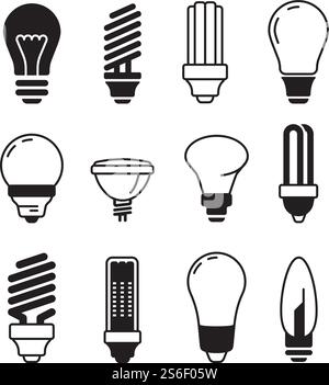 Bulb icons. Lights energy modern lamp vector bulb collection. Illustration light bulb power, energy save efficient. Bulb icons. Lights energy modern lamp vector bulb collection Stock Vektor