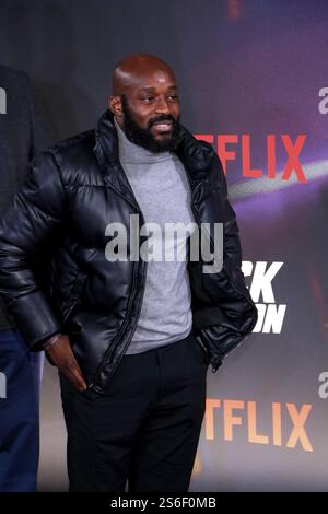 Aristo Luis bei einer Sondervorführung von Back in Action im Zoo Palast in Berlin am 15. Januar 2025 Stockfoto