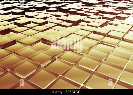 Eine schöne abstrakte, gelbe Glaswürfel-Hintergrund-3D-Illustration Stockfoto