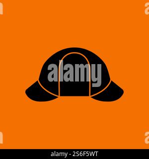 Sherlock-Hut-Symbol. Schwarz auf orangefarbenem Hintergrund. Vektorgrafik. Stock Vektor
