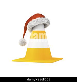 3D-Darstellung eines Verkehrskegels und eines weihnachtsmantels Stockfoto