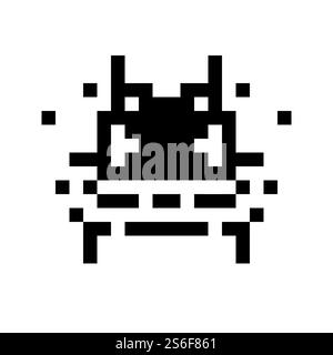 Eine einfache Monster pixel Gesicht schwarz und weiß Stockfoto