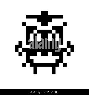 Eine einfache Monster pixel Gesicht schwarz und weiß Stockfoto
