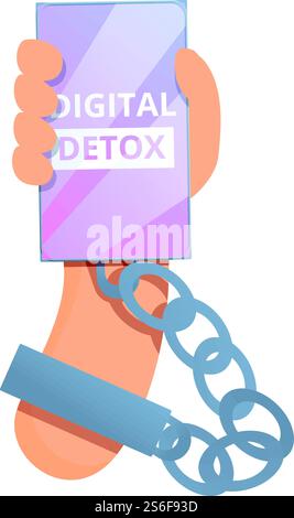 Smartphone-Symbol für digitale Entgiftung. Zeichentrick des digitalen Entgiftungs-Smartphone-Vektorsymbols für Web-Design isoliert auf weißem Hintergrund. Digital Detoxing Smartphone-Symbol, Cartoon-Stil Stock Vektor