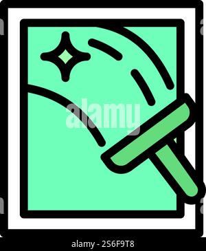 Symbol Reinigungsfenster. Konturenbereinigungsfenster Vektorsymbol für Webdesign isoliert auf weißem Hintergrund. Symbol für Reinigungsfenster, Umrissstil Stock Vektor