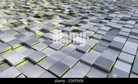 Ein Hintergrundbild von einigen silbernen Metallwürfeln Stockfoto