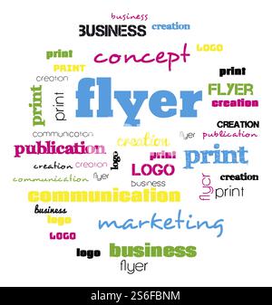 Abbildung: eine Variable word Cloud für Flyer und Logo Design Stockfoto
