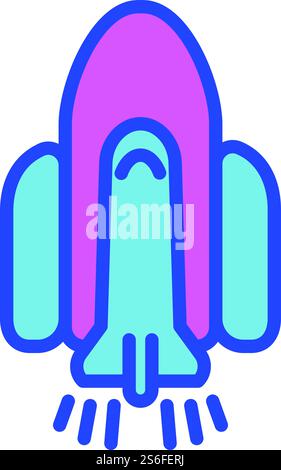 Modernes Raumschiff. Umrisse modernes Raumschiff-Vektor-Symbol für Web-Design isoliert auf weißem Hintergrund. Moderne Raumschiff-Ikone, umrissener Stil Stock Vektor