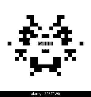Eine einfache Monster pixel Gesicht schwarz und weiß Stockfoto