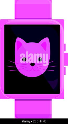 Smartwatch-Symbol für Kinder. Karikatur von Kind Katze Smart Watch Vektor Symbol für Web Design isoliert auf weißem Hintergrund. Smartwatch-Symbol für Kinder im Cartoon-Stil Stock Vektor