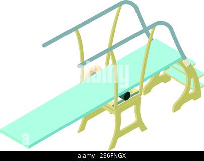 Tauchbrett Symbol. Isometrisch des Tauchbrettvektorsymbols für Webdesign isoliert auf weißem Hintergrund. Tauchbrett-Symbol, isometrischer Stil Stock Vektor