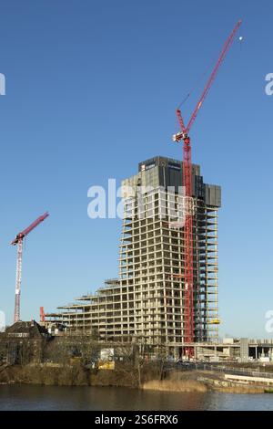 Elbtower-Bauvorhaben wegen Insolvenz gestoppt, Baustelle des unfertigen Wolkenkratzers in der Hafencity, Hamburg, Deutschland, Europa Stockfoto