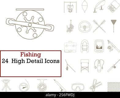 Angelsymbol-Set. Dünne Bearbeitbare Kontur Linie Ohne Füllung Design. Vektorgrafik. Stock Vektor