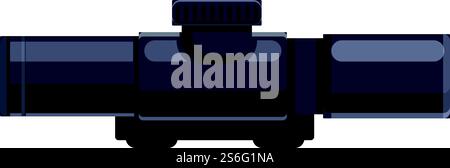 Zielsymbol für Teleskopvisier. Zeichentrick des Zielvektorsymbols Telescopic Sight für Webdesign isoliert auf weißem Hintergrund. Zielsymbol mit Teleskopvisier, Cartoon-Stil Stock Vektor