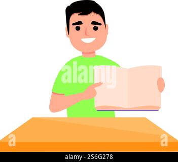 Happy Reading Boy Icon. Zeichentrick des glücklichen Lesens Jungen Vektor-Icon für Web-Design isoliert auf weißem Hintergrund. Happy Reading Boy Icon, Cartoon Style Stock Vektor