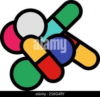 Symbol „Pille Und Tabs“. Editierbare Dicke Kontur Mit Farbfülldesign. Vektorgrafik. Stock Vektor