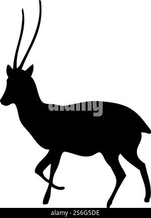 Chiru Antilopensilhouette. Glatte und saubere Leitungen. Detailreiche Chiru Antilopensilhouette. Vektorabbildung... Silhouetten von Hirschen und Ziegen Stock Vektor