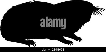 Maulwurf-Ratte-Silhouette. Glatte und saubere Leitungen. Hohe, detailreiche Zokor Mole-Rattensilhouette. Vektorabbildung... Biber-Silhouetten-Set Stock Vektor