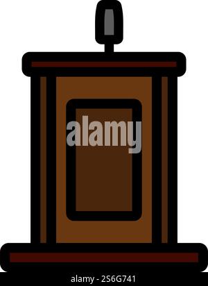 Symbol Für Zeugenstand. Editierbare Dicke Kontur Mit Farbfülldesign. Vektorgrafik. Stock Vektor