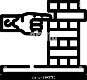 Entwicklung feinmotorischer Fähigkeiten des inklusiven Lebenslinien-Iconvektors. Entwicklung feinmotorischer Fähigkeiten des inklusiven Lebenszeichens. Schwarze Abbildung des isolierten Kontursymbols. Entwicklung feinmotorischer Fähigkeiten der inklusiven Lebenslinien-Iconvektorillustration Stock Vektor