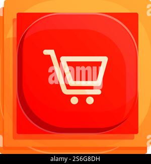 Symbol für die Schaltfläche „Shop Cart“. Zeichentrick der Shop Cart Button Interface Vektor-Symbol für Webdesign isoliert auf weißem Hintergrund. Symbol für die Benutzeroberfläche der ShopCart-Taste im Cartoon-Stil Stock Vektor