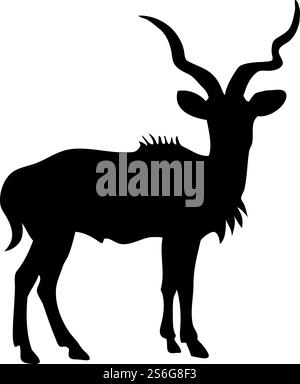 Afrikanische Antilopensilhouette. Glatte und saubere Leitungen. Hochdetaillierte afrikanische Antilopensilhouette. Vektorabbildung... Silhouetten von Hirschen und Ziegen Stock Vektor
